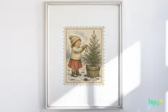 Vintage Winter Postage Stamp Clipart Product Image 4