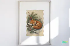 Vintage Winter Postage Stamp Clipart Product Image 4