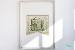 Vintage Back to School Postage Stamp Clipart Product Image 4