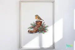 Vintage Winter Bird Clipart Product Image 4