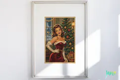 Vintage Christmas Pin-up Stamp Clipart Product Image 4