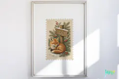 Vintage Winter Postage Stamp Clipart Product Image 4