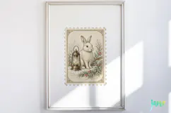 Vintage Winter Postage Stamp Clipart Product Image 4