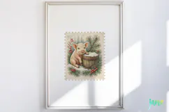 Vintage Winter Postage Stamp Clipart Product Image 4