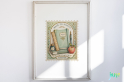 Vintage Back to School Postage Stamp Clipart Product Image 4