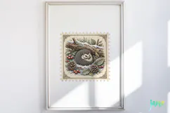 Vintage Winter Postage Stamp Clipart Product Image 4