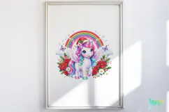 Cute Christmas Unicorn Clipart Product Image 4