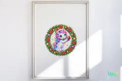 Cute Christmas Unicorn Clipart Product Image 4