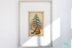 Vintage Winter Postage Stamp Clipart Product Image 4