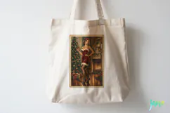 Vintage Christmas Pin-up Stamp Clipart Product Image 5