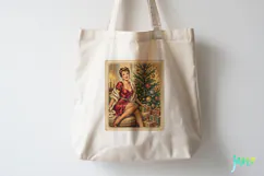 Vintage Christmas Pin-up Stamp Clipart Product Image 5