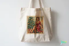 Vintage Christmas Pin-up Stamp Clipart Product Image 5