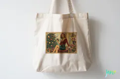Vintage Christmas Pin-up Stamp Clipart Product Image 5