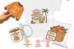 Pumpkin Surf Society Clipart Fall Beach Doodle PNG Bundle Product Image 4