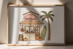 Pumpkin Surf Society Clipart Fall Beach Doodle PNG Bundle Product Image 6