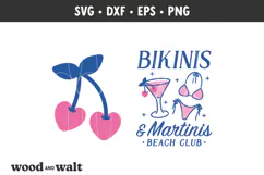 Bikinis & Martinis SVG | Retro Summer PNG | Bach Club Shirt Product Image 2