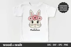 Bunny with Flowers SVG | Girls Easter Bunny SVG Product Image 1