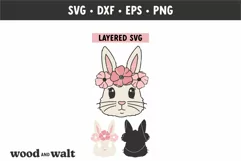 Bunny with Flowers SVG | Girls Easter Bunny SVG Product Image 2