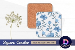 Blue floral seamless pattern Square Coaster PNG Product Image 1