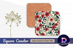 Red floral Square Coaster PNG Product Image 1