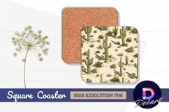 Cactus and desert plants Square Coaster PNG Product Image 1