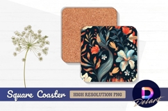 Elegant floral pattern Square Coaster PNG Product Image 1