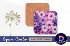 Pink and purple floral background Square Coaster PNG Product Image 1