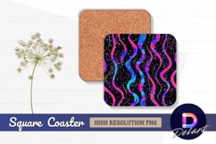 Bright wavy lines and dots abstract Square Coaster PNG Product Image 1