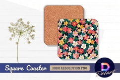 Colorful floral pattern illustration Square Coaster PNG Product Image 1