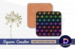 Colorful dandelion pattern background for Square Coaster PNG Product Image 1