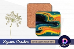 Vibrant fluid abstract background Square Coaster PNG Product Image 1