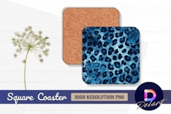 Blue leopard spot pattern background for Square Coaster PNG Product Image 1