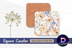 Watercolor floral pattern for Square Coaster PNG Product Image 1