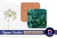 Lily pads and water droplets overhead Square Coaster PNG Product Image 1