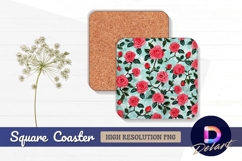 Pink roses floral background Square Coaster PNG Product Image 1