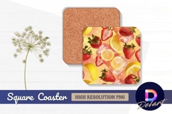 Strawberries and lemon Square Coaster PNG Product Image 1