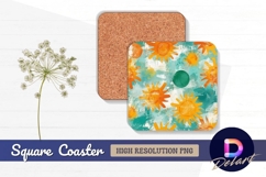 Abstract sun pattern Square Coaster PNG Product Image 1