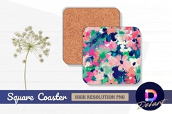 Abstract floral brushstroke pattern Square Coaster PNG Product Image 1