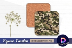 Classic green brown camouflage seamless Square Coaster PNG Product Image 1