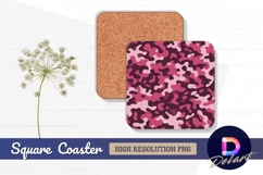 Pink and purple camouflage seamless Square Coaster PNG Product Image 1