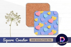 Pastel hearts pattern square coaster png Product Image 1