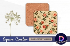 Vintage roses seamless pattern Square Coaster PNG Product Image 1