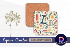 Whimsical summer holiday pattern Square Coaster PNG Product Image 1