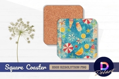 Watercolor rainbows seamless pattern Square Coaster PNG Product Image 1