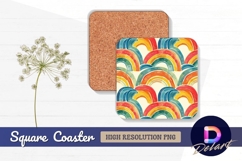 Hearts pattern on dark background Square Coaster PNG Product Image 1