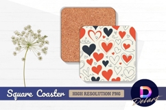 Heart pattern background for Square Coaster PNG Product Image 1