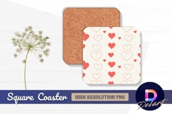 Hearts pattern red and white Square Coaster PNG Product Image 1