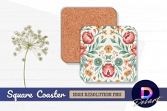 Watercolor floral pattern square coaster png Product Image 1