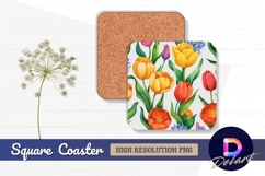 Colorful tulip flowers seamless square coaster png Product Image 1