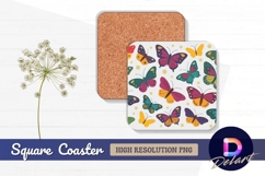 Colorful butterflies pattern for square coaster png Product Image 1